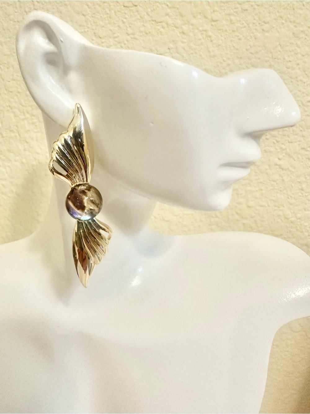 14k Gold-Plated Statement Earrings - Elegant Sculpted Design